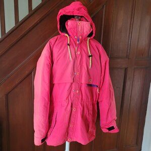 Vintage CB Sports 1989 Large Pink & Black Winter Jacket With Hood